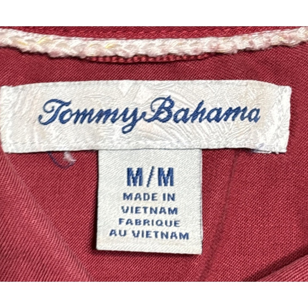 Tommy Bahama Maxi Shirt Dress Womens Medium Red Lyocell Cap Sleeve Button Front - Picture 4 of 9